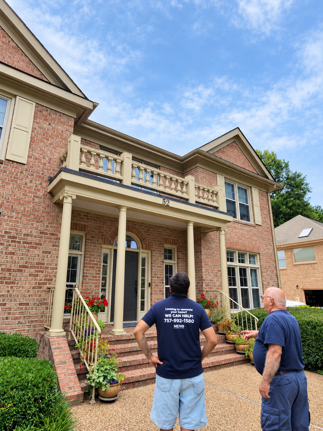 Mend Renovations owner walking a Hampton Roads home with a client before a project
